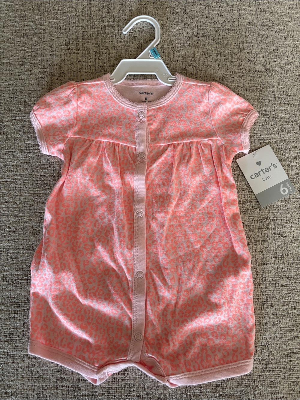 Carter's Pink Leopard-Print Short Romper